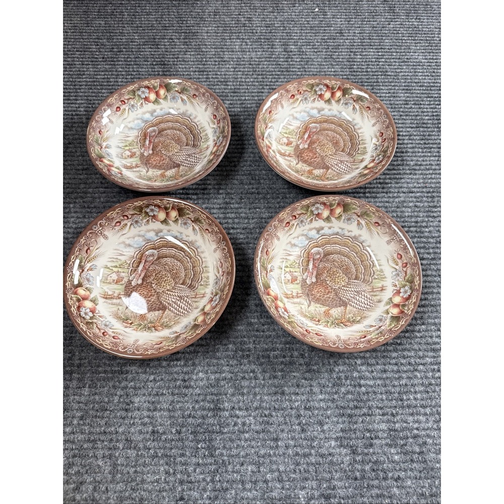 Vintage 4 Royal Stafford Thanksgiving Turkey 7" Soup/Cereal/Salad Bowl- Harvest